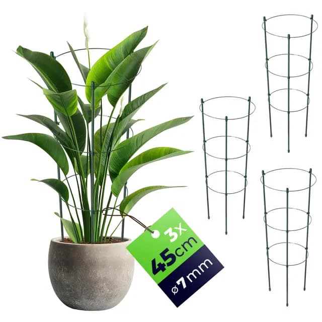 KADAX Rankhilfe für Pflanzen, 45cm, 3er Set, Pflanzenstütze aus Stahl, Blumenstütze, Pflanzenhalter, Rankgitter für Kletterpflanzen im Garten oder Blumentopf, Rankturm für Tomaten