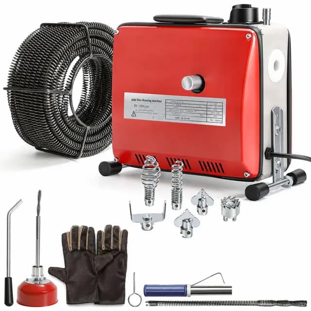 500W Elektrische Rohrreinigungsmaschine mit 16mm 20M + Ø10mm 5M Spiralen, Rohrreiniger 400U/min für Ø20-120mm Rohrleitungen,6 Köpfe,Rohrreiniger Abflussreiniger Reinigung Drain Clean