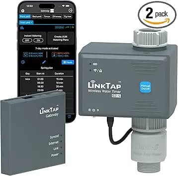 LinkTap G2S Drahtlose Bewässerungscomputer, Gateway, Wassermengenzähler - Automatische Bewässerungsuhr IP66 mit App für Garten, Größere Reichweite Als WiFi, Echtzeit-Fehlererkennung & Benachrichtigung