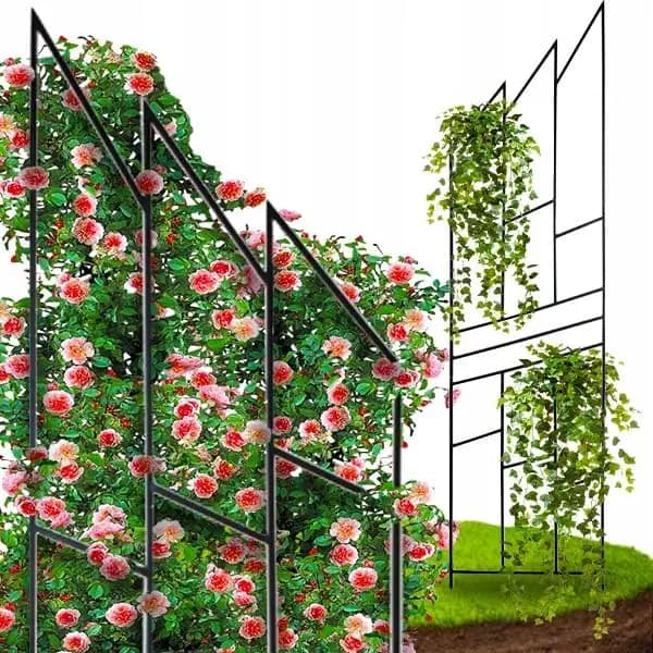 Kapaga - Rankgitter 200 cm - Rankhilfe Garten - Staudenhalter - Blumenhalter - Rankengewächs Pflanzenstütze - Blumenstütze - Staudenstütze - Rankhilfe Strauchhalter - (Schwarz)