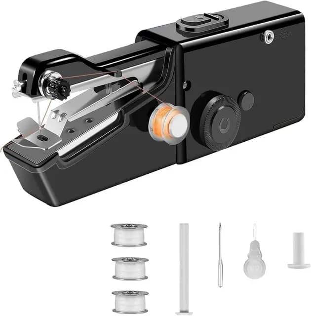Handnähmaschine, Tragbare Mini-Nähmaschine, Kabellose Tragbare Elektrische Handnähmaschine Mit Nähzubehör für Anfänger, Schnell Zu Nähen Geeignet,für Kleidung,Stoffe,Cutains,Home Travel(schwarz)