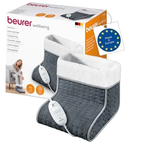 Beurer FW 20 Cosy Fußwärmer, elektrische Fußheizung mit 3 Temperaturstufen und Abschaltautomatik, maschinenwaschbar, grau, wärmender Fußsack