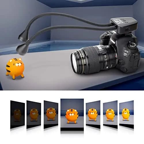 JJC Makro Arm Licht, LED Kamera Licht mit Integriertem Akku, 5600K 24000Lux 10 Stufen einstellbare Helligkeit Beleuchtung Cold Shoe Mount 1/4 Schraube Lampe passt Close-up Fotografie