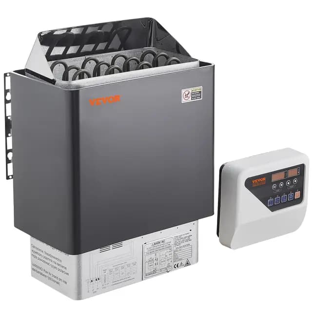 VEVOR Saunaofen, 6 kW, 400 V, 3N tragbarer Saunaofen für drinnen & draußen mit 3-Stunden-Timer, digitaler Regler für 5–9 m³ großes Zuhause, gewerbliche Nutzung in Hotel-Spa-Duschen, max. 110 °C