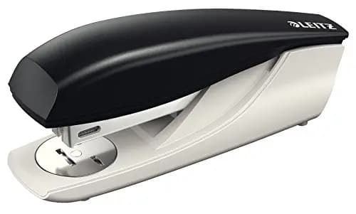 Leitz NeXXt Bürotacker aus Metall, Für 30 Blatt, Ergonomisches Design mit Nachfüllanzeige, Inkl. Heftklammern, Schwarz, 55000095