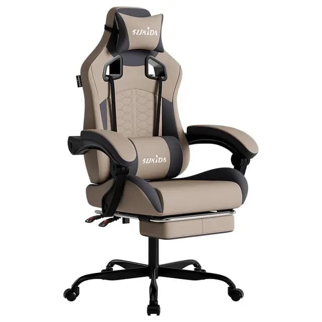 SUKIDA Gaming Stuhl mit Fußstütze