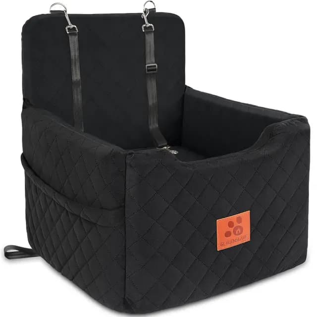GL GLENSLAVE Autositz Hunde für kleine/mittlere Hunde unter 15 Kgs,Hunde Autositz,Abnehmbarer und waschbarer Haustier Autositz,Hundebett mit 2 Sicherheitsgurten(Schwarz)