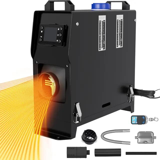 8KW Diesel Standheizung 12V Luft Dieselheizung mit Fernbedienung Air Diesel Heizung Set mit LCD Monitor& Schalldämpfer Heizöfen für Wohnmobile Auto LKW RV Boote (Type B, Schwarz)
