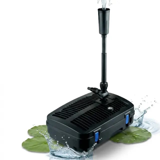 TEICHER Teichpumpe mit Filter und UV Lampe – All-in-One Teichfilter mit UV Lampe Pumpe UVC Klärer | 1000 L/h 9W | inkl. 3 Fontänenaufsätze für Teichfilteranlage