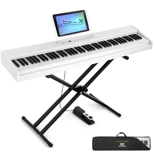 MUSTAR E Piano Digital 88 Halbgewichtete Tasten Weiß