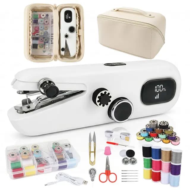 Philorn Handnähmaschine Elektrisch,Schnelle Nähmaschine für Anfänger Komplettes Nähset für Zuhause, Reisen, Basteln & DIY Projekte