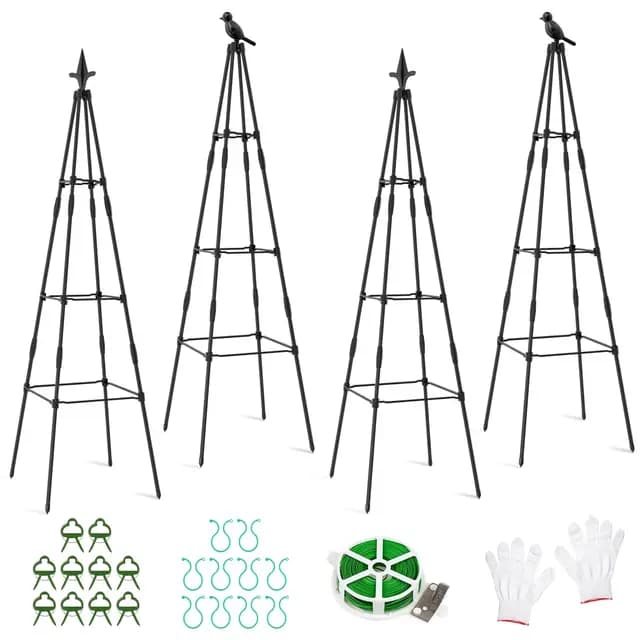 Garten Obelisk Pflanze Rankhilfe Gartenobelisken-Set Kletterhilfe für Kletterpflanzen, Metall Garten Rankgitter für öffentliche Plätze und Private Höfe,120cm 4Pcs