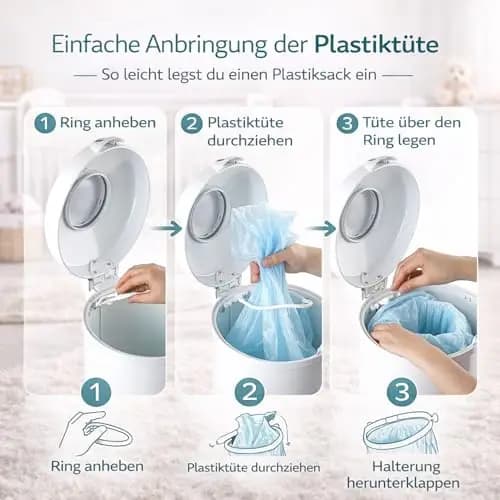Fillikid Windeleimer Exklusiv | Windeltonne geruchlos | fasst ca. 40 Windel | gross und komfortabel 30 L | Metall mit Abdichtung | für normale Müllbeutel | keine teuren Nachfüllkassetten