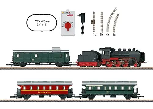 Märklin Modelleisenbahn Startpackung 81874 "Museums-Personenzug mit Dampflok BR 24 – Lokomotive Spur Z, 24 cm aus Metall mit Kunststoff Tender, ab 15 Jahre