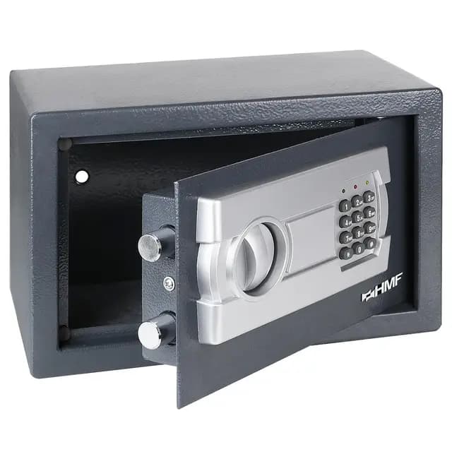 HMF Safe Tresor für Zuhause, Hotel oder Büro, Möbeltresor mit Zahlenschloss für DIN A5 Dokumente | 31 x 20 x 20 cm | Anthrazit