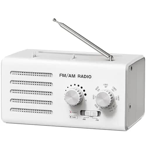 Transistorradio – AM FM Tragbares Radio mit Bestem Empfang, Eingebautem Lautsprecher, Kopfhöreranschluss, unterstützt USB-Stromversorgung/Batteriebetriebenes Radio für Zuhause/Outdoor/Camping (Weiß)