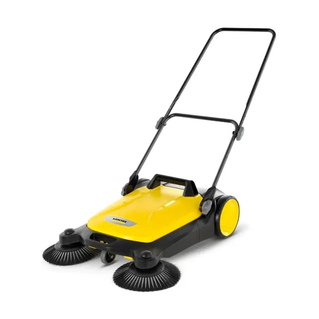 Kärcher Kehrmaschine S 4 Twin (Max. Flächenleistung: 2400m²/h, 2 Seitenbesen, Kehrbehälter: 20 l, Arbeitsbreite: 680 mm, platzsparende Verstauung, höhenverstellbarer Schubbügel), Faltbar