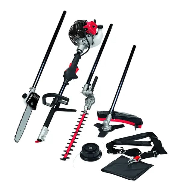 Scheppach Benzin Multigartengerät MT33P Multifunktionsgerät | 4in1 - Rasentrimmer Kettensäge Motorsense Heckenschere | 1,22PS Leistung | 2-Takt-Motor | inkl. Schultergurt und Hüftschutz