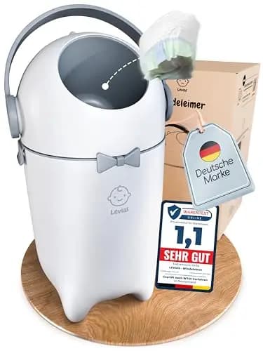 Levias® Windeleimer Baby Mülleimer Geruchsdicht | Windelmülleimer Geruchsdichter Wickeleimer ohne teure Nachfüllkassetten 10L Volumen