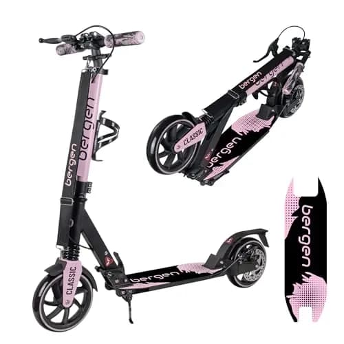 Bergen City Scooter Tretroller Classic klappbar - 200 mm Räder, Scheiben- & Fußbremse, 2× Federung, Aluminium Scooter höhenverstellbar, für Kinder ab 6 Jahre & Erwachsene bis 100 kg