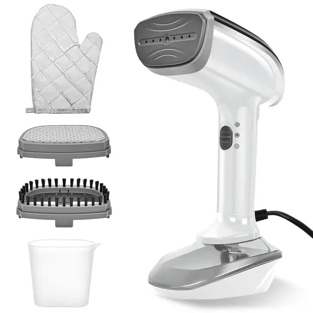 Steamer Dampfglätter - 1800W mit Schneller Keramischer Aufheizplatte, 25G/min Dampf, 2-in-1 Kleidung Dampfbügeleisen, mit 300ml Tank, Dampfbürste & Bügelhandschuh für Büro, Zuhause- Weiß