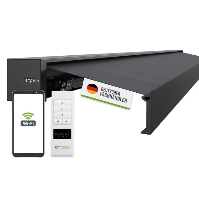 empasa elektrische Vollkassettenmarkise Cube ONE Smart Home kompatibel mit WiFi-Motor Markise Sonnenschutz Kassettenmarkise kubisches Design, Farbe:anthrazit, Größe:3 x 2.5 m