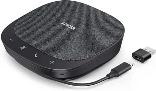 Anker PowerConf S330 USB Lautsprecher, Konferenzlautsprecher für Homeoffice, Smarter Stimmfilter, Plug & Play, 4 Mikrofone für 360° Raumabdeckung, klares Klangprofil