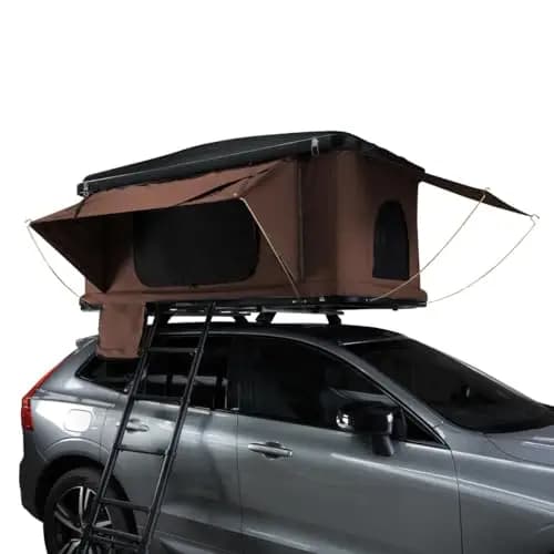 Hartschalen Autodachzelt Dachzelt Box für 2-3 Personen ABS 3-15 Sek. Pop-Up 3000mm Wasserdicht Auto PKW Outdoor Camping Leiter 5,5cm Matratze Stiefeltaschen GRATIS Netz & Solar Taschenlampe