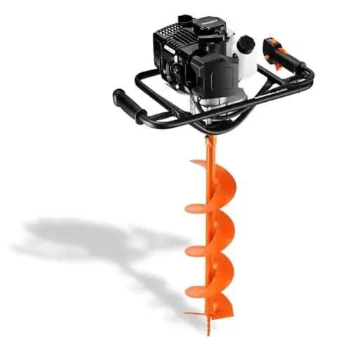 FUXTEC Benzin Erdbohrer FX-EB143ECO, Erdlochbohrer inkl. 2 Bohraufsätzen, 42,7 cm³ 2-Takt-Motor, 100/150 mm Bohrer, für Zaunbau, Garten & Fundament, Fliehkraftkupplung, ergonomisch, 8.5 kg