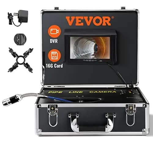 VEVOR Profi 7" 480p-Rohrkamera 30m Kanalkamera Endoskop 1000TVL Inspektionskamera 130° Betrachtungswinkel 25mm Kameradurchmesser 4500 mAh-Akku für 6 Stunden Endoskopkamera Rohr DVR-&Fotoaufnahme