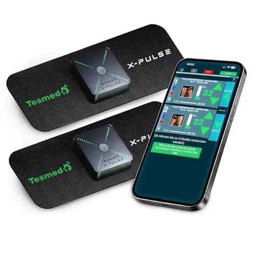 TESMED X-Pulse Wiederaufladbarer kabelloser EMS-Muskelstimulator mit App – 2 Geräte enthalten, unbegrenzt anpassbare Programme, Multi-Zonen-Funktion, 130 Intensitätsstufen, der leistungsstärkste