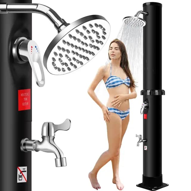 Solardusche 40Liter Garden Solar Gartendusche Verordnung heißes Kaltes Wasser, Max.60℃, Regendusche Außendusche Pooldusche Strand Dusche, inkl. Montagematerial,Gartenschlauch-Anschluss