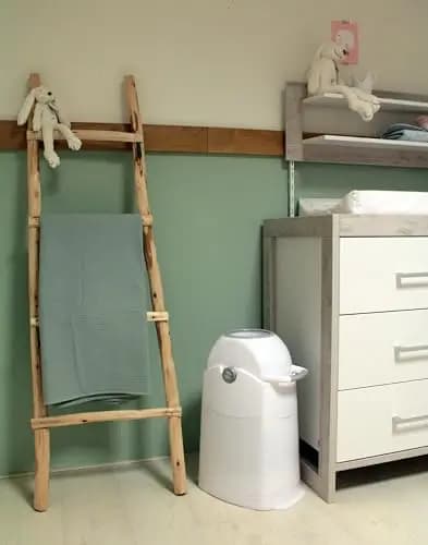 DIAPER CHAMP Regular - geruchsdicht - OHNE Nachfüllkassetten - Einhandbedienung - funktioniert mit normalen herkömmlichen Tüten/Müllbeutel - für ca. 30 Windeln - weiß/silber