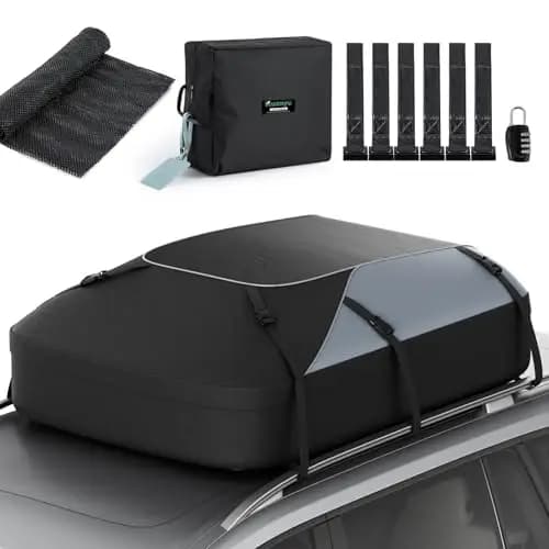 Huanyu Autodach Tasche 20 Kubik / 550L Autodachbox Wasserdichtes Dachzelt für Fahrzeuge Autodachzelt für Fahrzeuge mit oder ohne Autoträger Dachgepäckträger mit Anti-Rutsch-Matte und 6 Türhaken