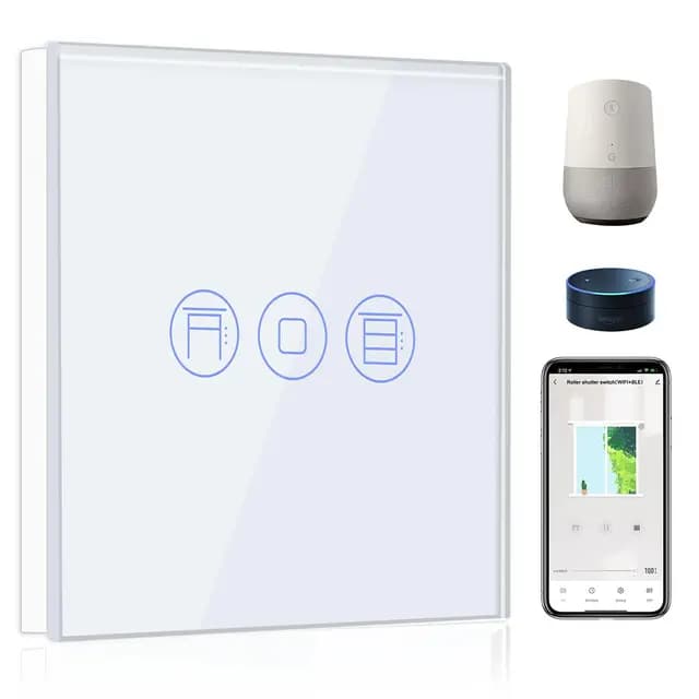 BSEED WiFi Smart Rolladenschalter, Fernbedienung und Timer-Funktion mit Smart Life/Tuya APP, arbeitet mit Alexa Echo und Google Home, WiFi Jalousieschalter mit Touch Panel Weiß