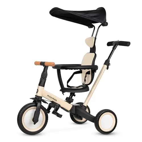Dreirad ab 1 Jahr mit Schubstange 6in1 - Kinderdreirad mit Sonnendach - Dreirad mit Schiebestange - Fahrrad für Kinder bis 5 Jahre