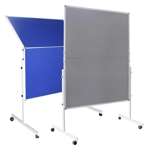 XIWODE Mobile Moderationswand aus Filz - Große Moderationstafel mit Rollen (120x150 cm), Klappbar & Doppelseitig Benutzbar als Pinnwand Raumteiler für Projektarbeit & Meetings, Grau