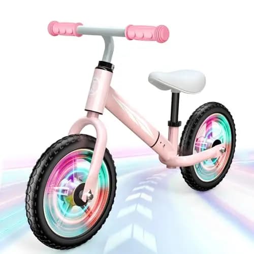 Laufrad für Kinder 2-5 Jahre, Verstellbarer Lenker & Sattel, Leuchträder, Sicher & Stabil, Tragfähigkeit 50 kg, Rosa & Blau