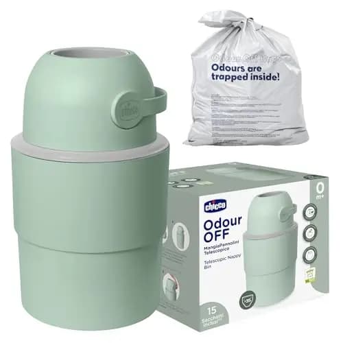Chicco Teleskop-Windeleimer, Geräumig und Praktisch, Kompaktes Design, Kompatibel mit Chicco Odour Off Müllbeuteln, Hergestellt aus 50 Prozent wiederverwendetem Kunststoff, grün