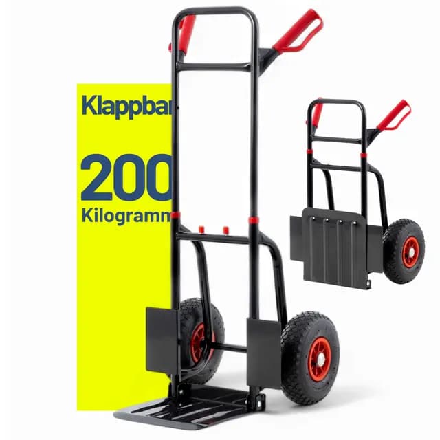 Pallit Sackkarre klappbar 200 kg Stahl Luftreifen Transportwagen Transportkarre faltbar für Lager, Umzüge, Camping, Einkäufe Umzugshilfe Diablo-F