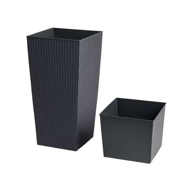 rg-vertrieb Blumentopf Übertopf Blumenkübel Rato Polyrattan 75cm Pflanztopf Rattan 400 Anthrazit
