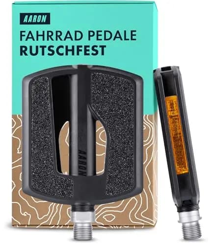 AARON Urban Fahrradpedale mit Reflektoren, abgedichtetes Industrie-Kugellager, Zubehör für E-Bike, Trekking Bike, City Bike, Schwarz