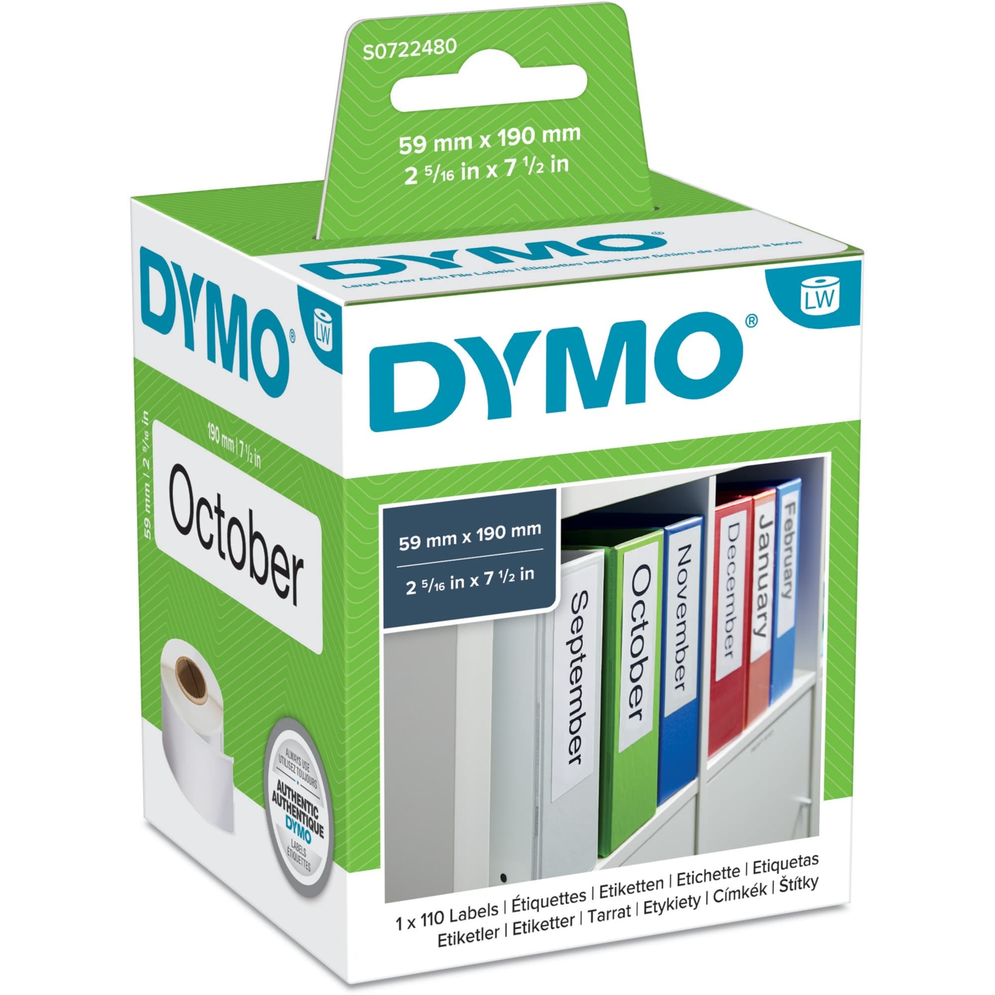 LabelWriter ORIGINAL Ordneretiketten breit 59x190mm, 1 Rolle mit 110 Etiketten