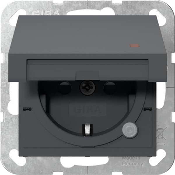 Schutzkontaktsteckdose Typ F 16 Ampere 250 Volt mit Klappdeckel und Kontrolllicht