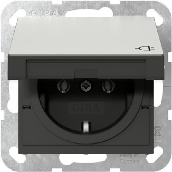 Schutzkontaktsteckdose Typ F mit Klappdeckel und erhöhtem Anpressdruck