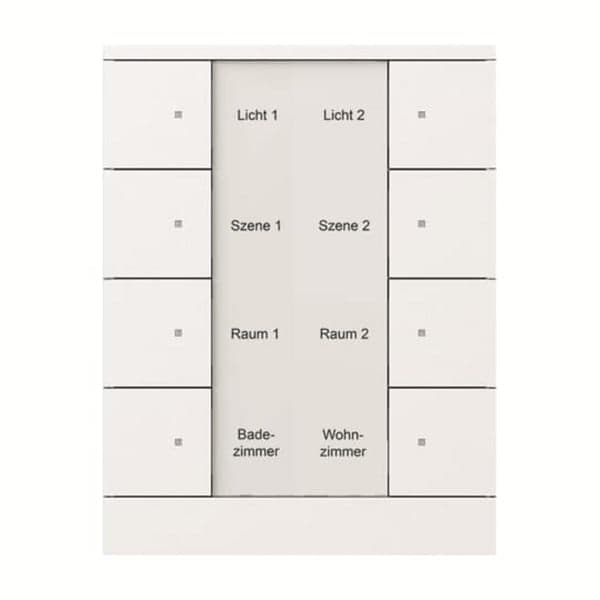 Bedienelement achtfach mit integriertem KNX-Busankoppler und Beschriftungsfeld, Taster
