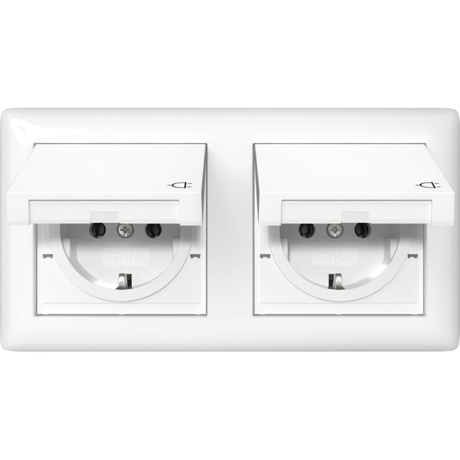 Schutzkontaktsteckdose Typ F 2fach 16 Ampere 250 Volt mit Klappdeckel und Dichtungsset IP44