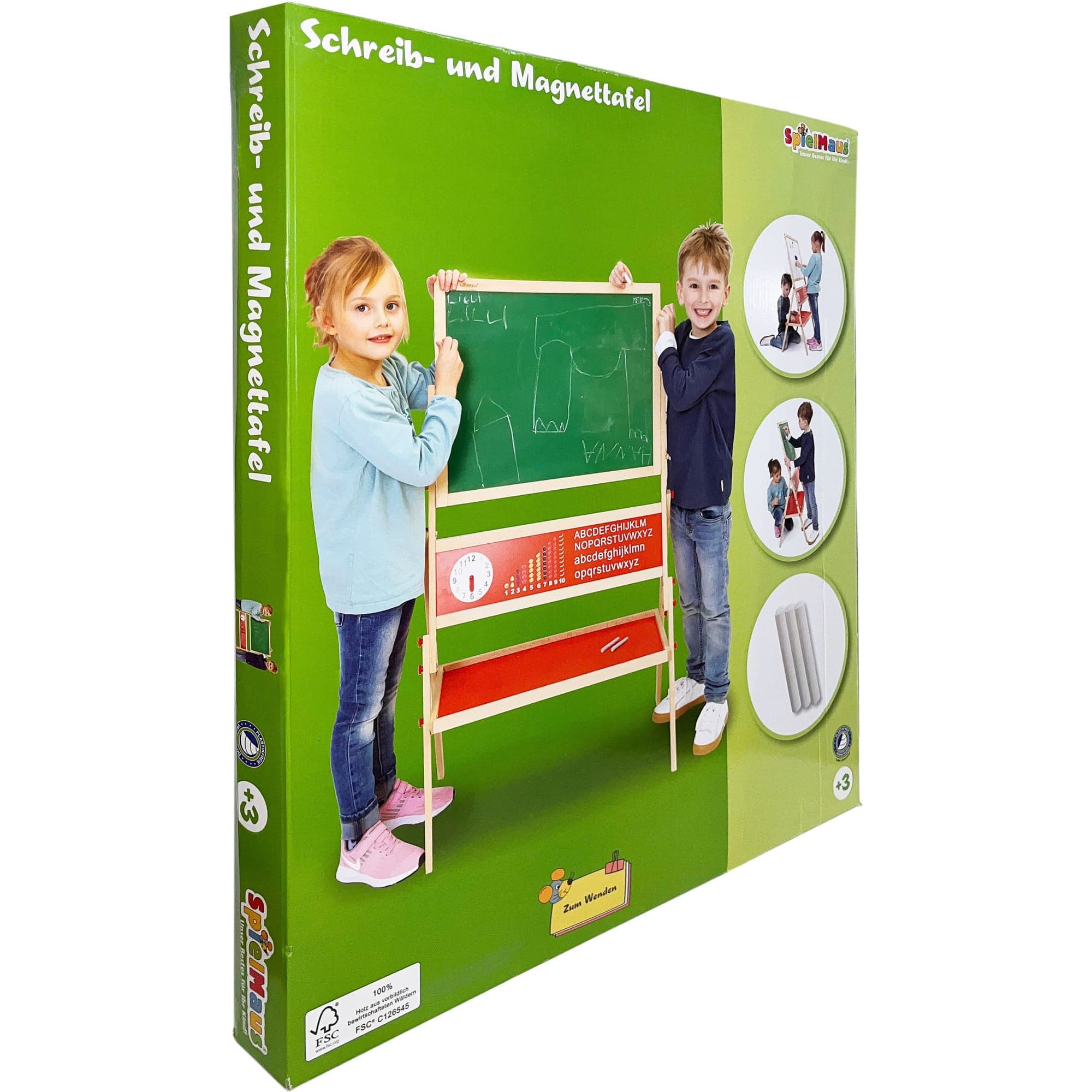 Spielmaus Holz Schreib- und Magnettafel inklusive Kreide, Lerntafel