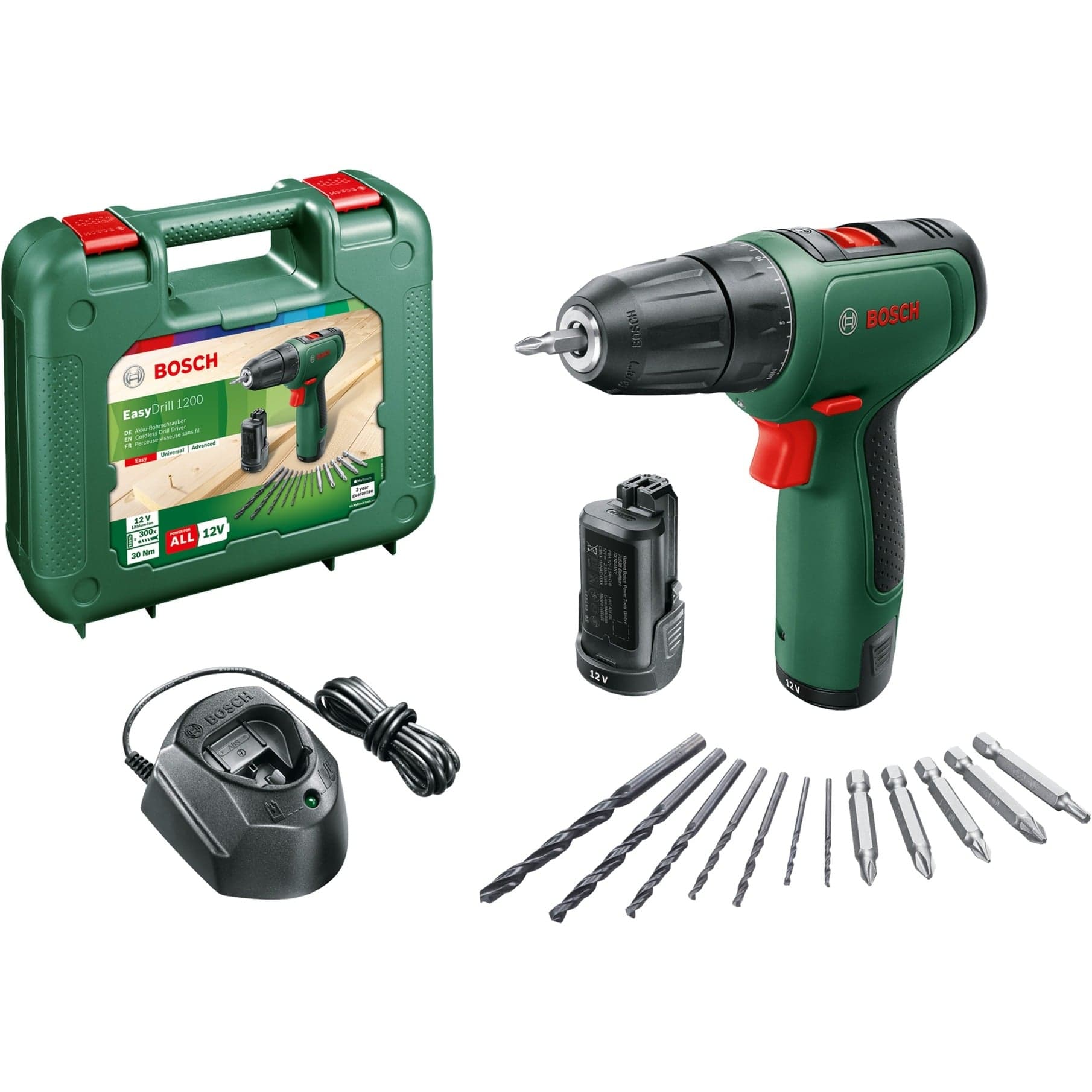 Akku-Bohrschrauber EasyDrill 1200 + Bit- und Bohrer-Set
