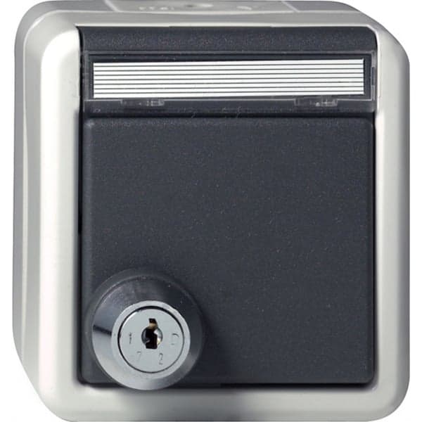 Schutzkontaktsteckdose Typ F 16 Ampere 250 Volt mit Klappdeckel Schloss und Beschriftungsfeld